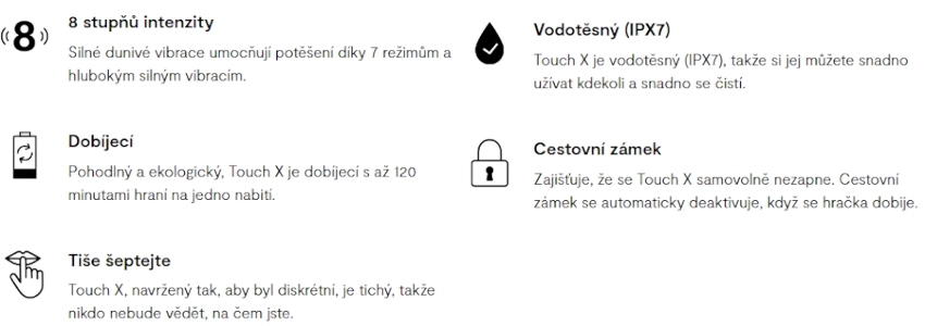 We-Vibe Touch X magický stimulátor vlastnosti