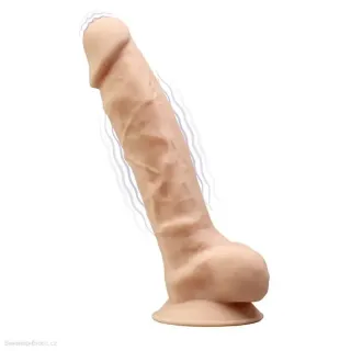 SilexD Model 1 Vibrating Premium Silicone Dual Density Dildo 8" Flesh