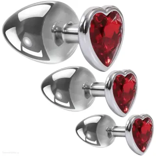 Set análních šperků Three Hearts Gem Plug 3ks
